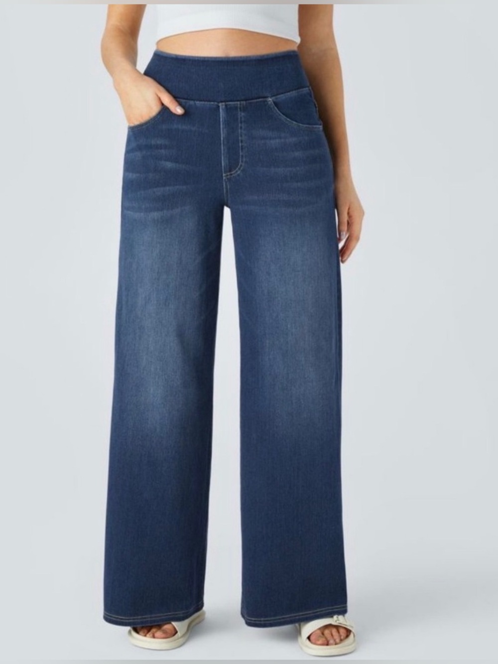 Halara Flex Denim Wide Leg Pants-Sz Large-new